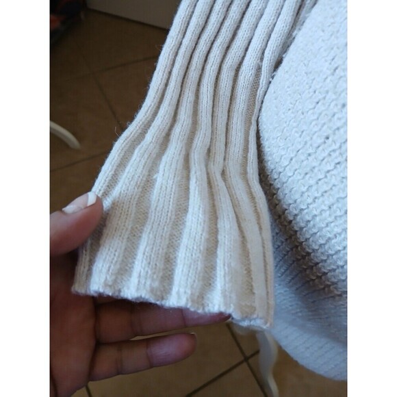 Prana Women’s Ivory Ribbed Knit Yunna Cardigan Oversize Medium Zipper Shawl Neck - Picture 11 of 16